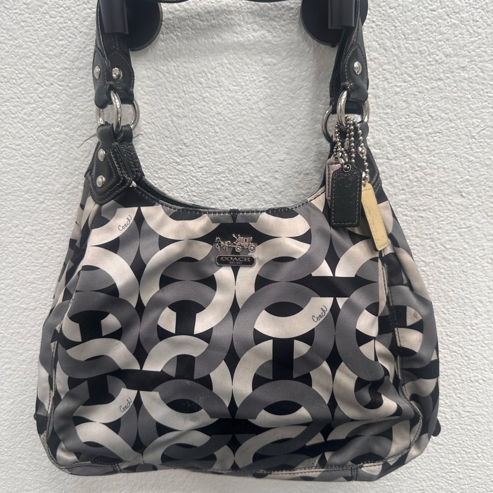 Coach Monogram Black and Gray Shoulder Bag